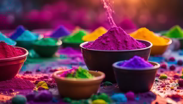 Colorful Holi Powder in Bowls photo