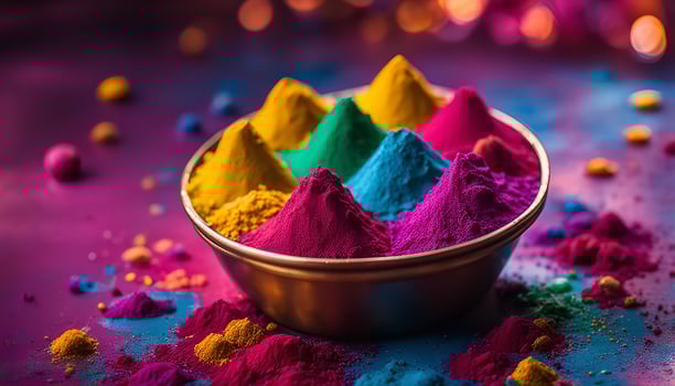 Colorful Holi Powder in Bowl photo