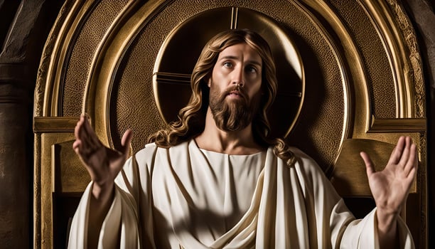 Jesus Christ Statue in a Golden Frame photo
