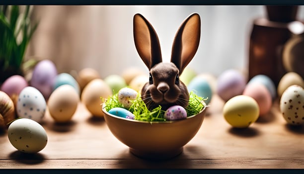 Easter Bunny with Colorful Eggs photo