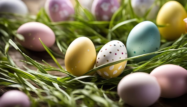 Easter Eggs in Green Grass photo