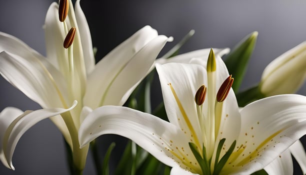 Closeup of Two White Lilies photo