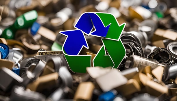 Recycling Symbol on a Pile of Scrap Metal photo
