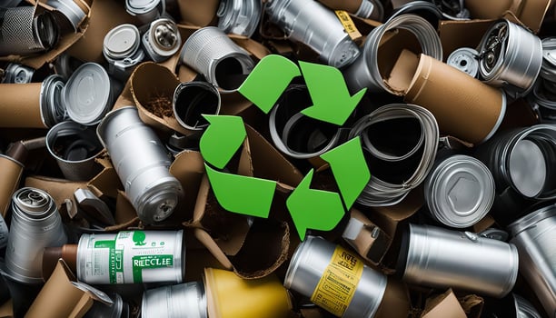 Recycle Symbol on a Pile of Recyclable Materials photo