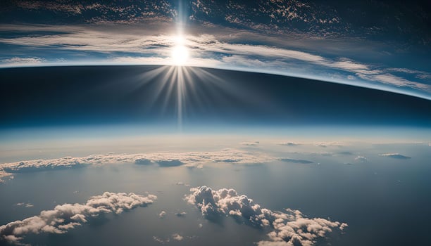 Sunrise from Space, Earth s Atmosphere and Horizon photo