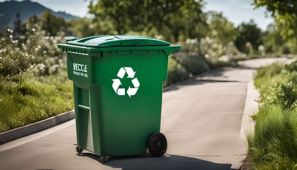 Green Recycling Bin on a Path photo