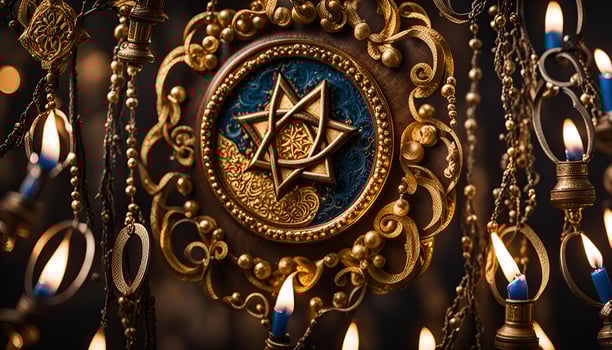 Ornate Menorah with Star of David photo