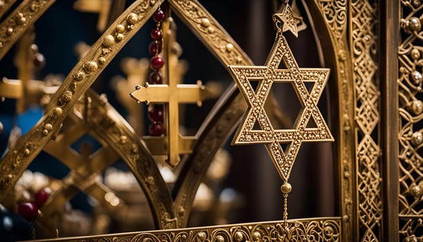Golden Star of David and Cross photo