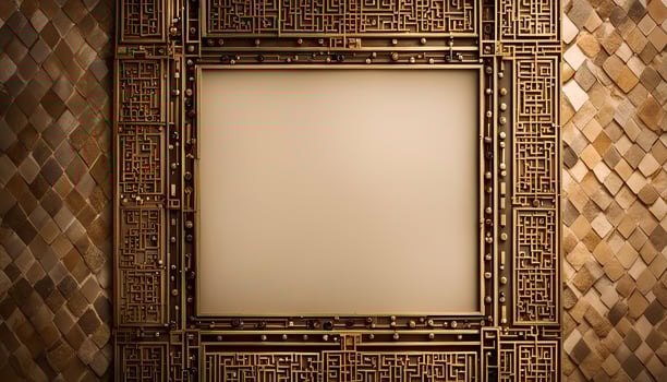 Ornate Intricate Golden Frame on a Wall photo