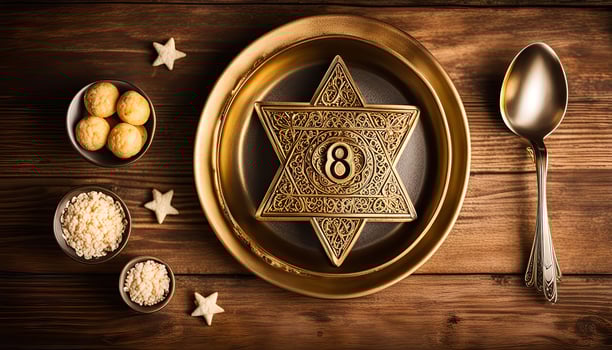 Golden Star Badge on a Wooden Table photo