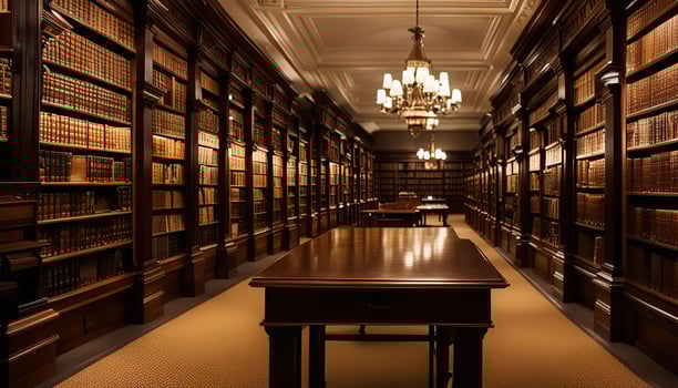 Classic Library Interior with Bookshelves photo
