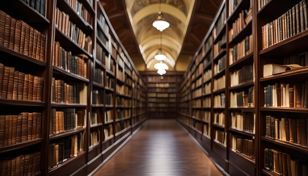 A Long Hallway Lined With Bookshelves photo