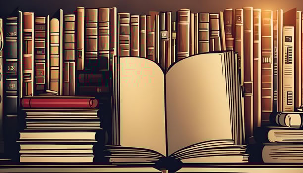 Open Book with Stack of Books photo