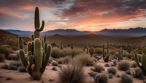 Desert Sunrise with Cactus photo