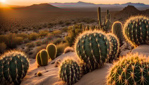 Desert Sunset with Cacti photo