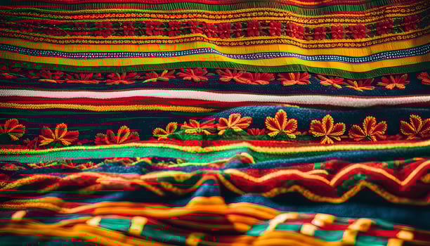 Colorful Embroidered Fabric photo