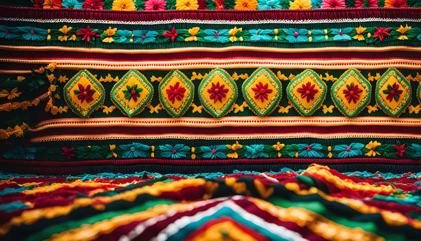 Colorful Embroidered Fabric photo