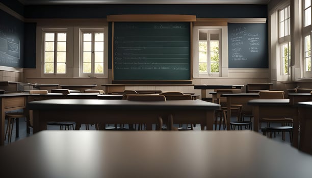Empty Classroom chairs photo