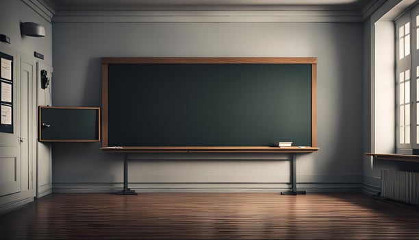 Empty Classroom with Blackboard photo