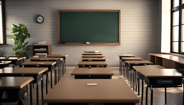 Empty Classroom Ready For Learning photo