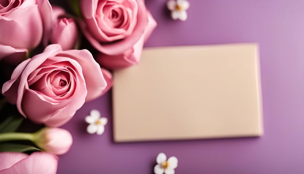 Pink Roses and a Blank Card photo