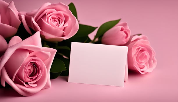 Pink Roses and Blank Card photo