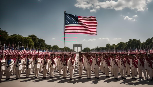 Military Parade with American Flag photo