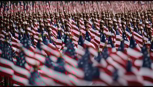 Patriotic Parade of American Flags photo