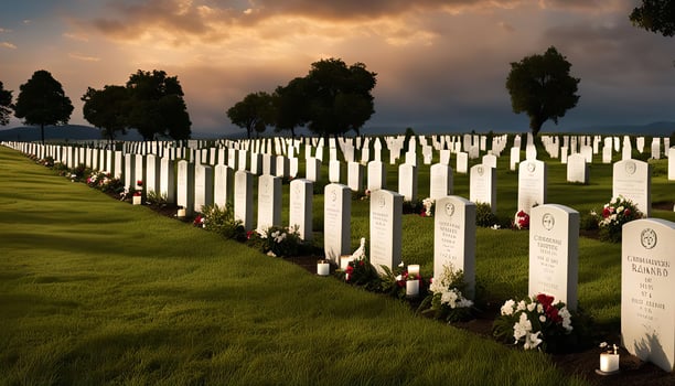 Sunset over a Military Cemetery photo