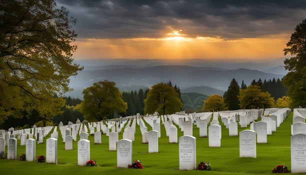 Sunset Over a Cemetery photo