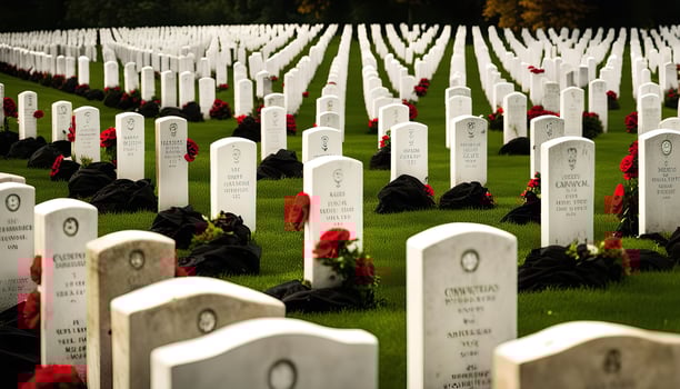 Rows of White Headstones in Cemetery photo