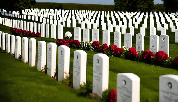 Rows of Headstones in a Military Cemetery photo