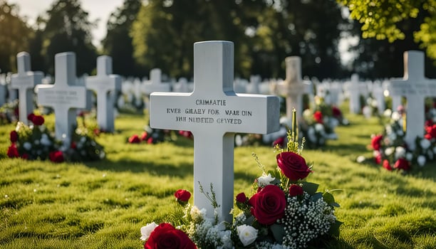 A Row of White Crosses in a Cemetery photo