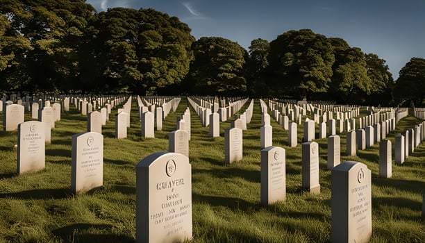 Rows of Headstones in a Cemetery photo