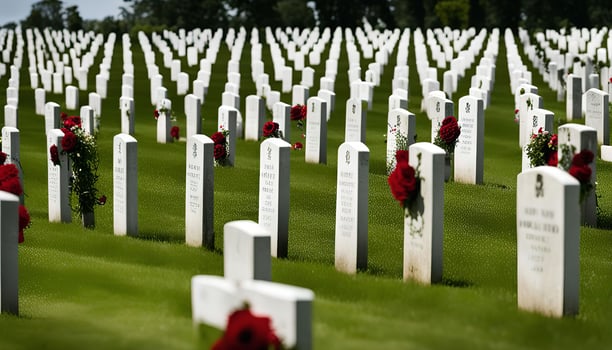 Rows of White Headstones in a Cemetery photo