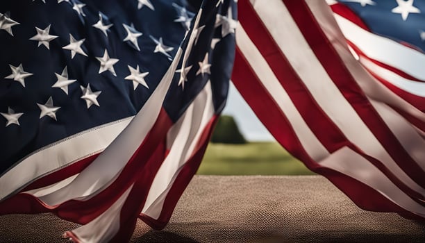 American Flag Waving in the Wind photo