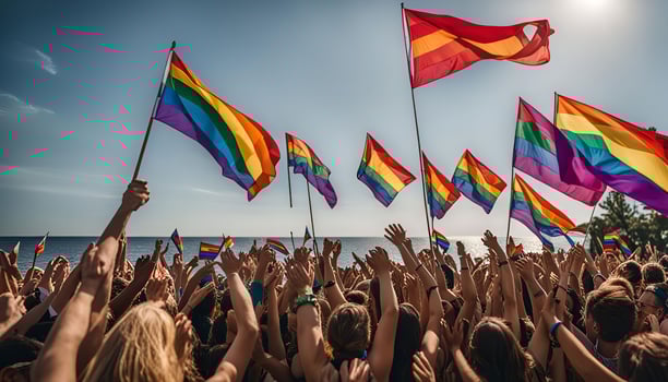Pride Celebration with Rainbow Flags photo