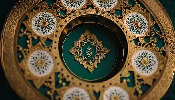 Intricate Golden Plate with Arabic Calligraphy photo