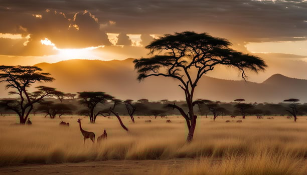 African Sunset with Giraffes photo