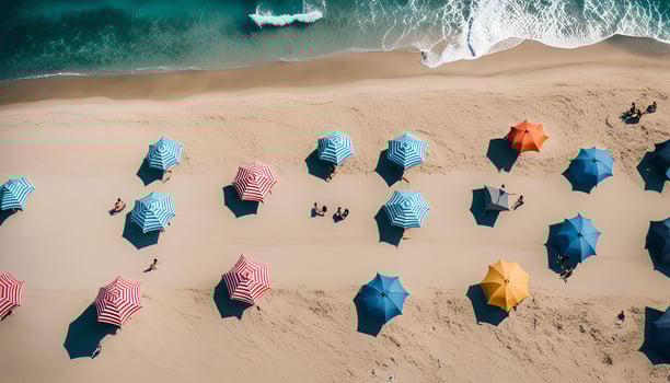 Aerial View of Beach Umbrellas photo