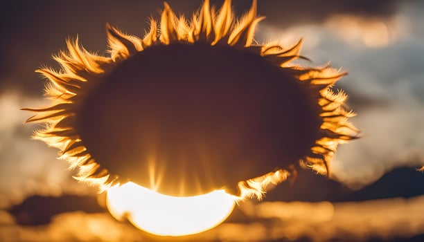 Silhouetted Sunflower at Sunset photo