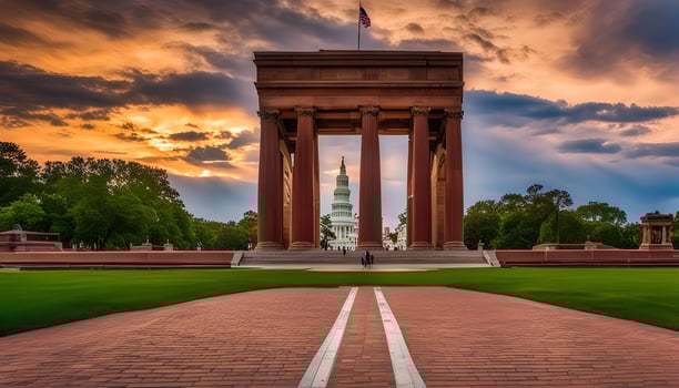 Capitol Building View Through Arch at Sunset photo