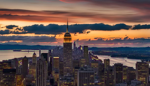 New York City Skyline at Sunset photo
