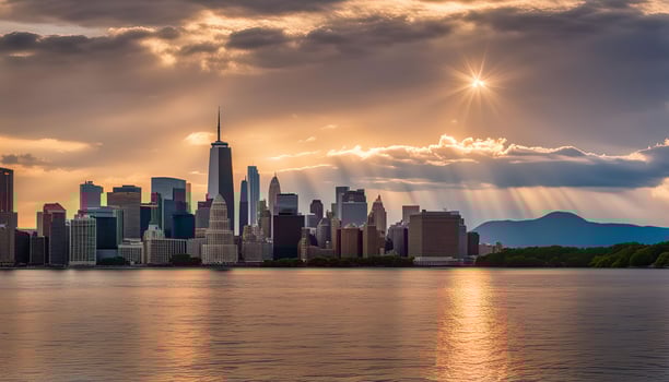 New York City Skyline at Sunset photo
