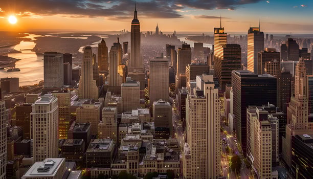 Manhattan Skyline at Sunset photo