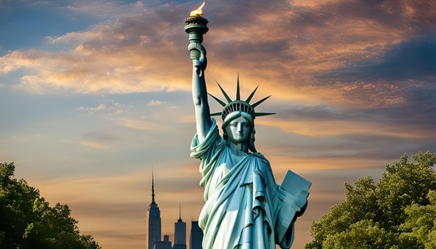 Statue of Liberty with a Sunset Sky photo