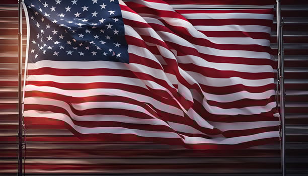 American Flag Waving in the Wind photo