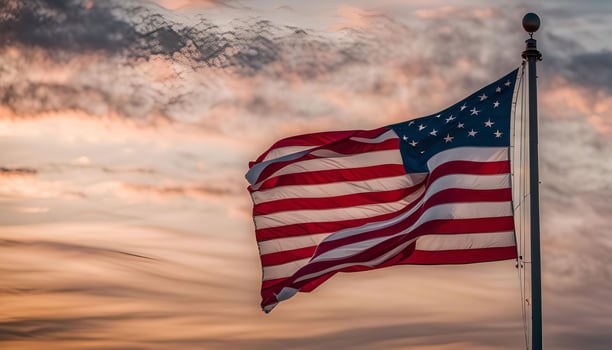 American Flag Waving in the Wind photo