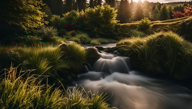 Serene Stream Through Lush Forest photo