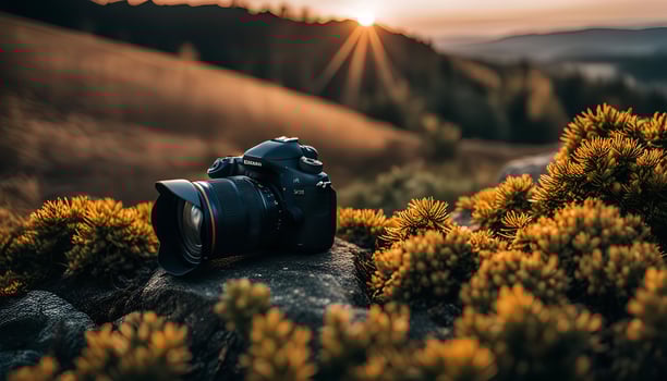 Camera on the Mountaintop at Sunset photo